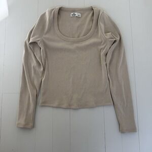 Hollister Beige Long Sleeves Shirt Size large